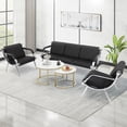 thumbnail image 2 of WALSPORT Office Reception Sofa Set PU Leather 3 Pcs Waiting Room Chairs Solon Guest Bench W/2PCS Black, 2 of 7