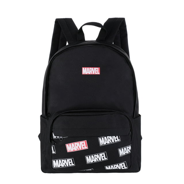 MINISO Marvel Backpack Comics Superhero Printed for Boys & Girls,Bag for School Travel, White & Black
