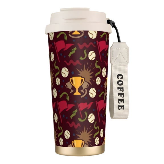 Baseball Coffee Mug, 18oz Leak-proof Sports Tumbler with Handle, Straw and Lid, Insulated Travel Cup for Baseball Fans, Birthday and Holiday Party Favors