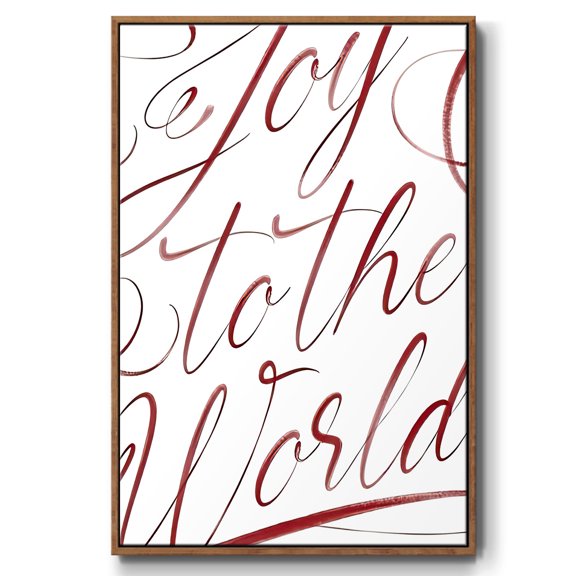 Joy To The World - Framed Gallery Wrapped Holiday Canvas - 17 x 25 - Rosewood Frame