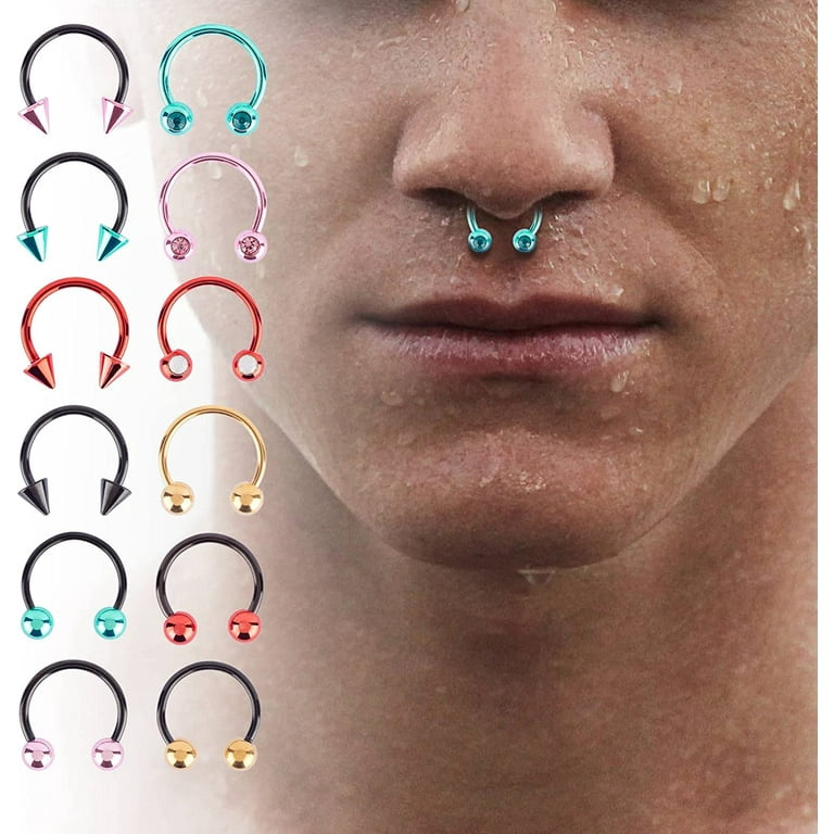 Set of 5 Steel Septum Ear Cartilage Helix Tragus Faux Earring Hoop Body  Piercing Jewelry Nose Ring