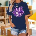 thumbnail image 4 of Yopmin Butterfly T Shirts for Women Floral Crewneck Casual Printed T Shirts Fashion Summer Clothes for Everyday Wear, 4 of 7