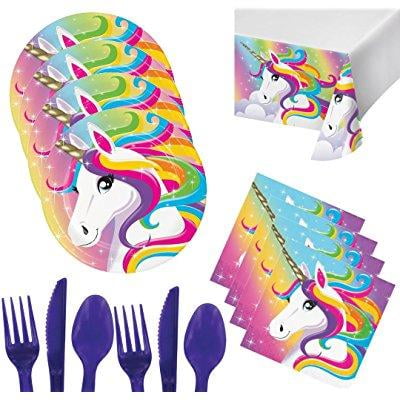  unicorn  party  supplies  for 16 plates napkins 