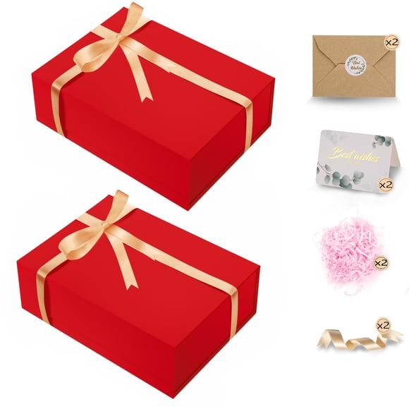 Caja de regalo DUOTAN magnética roja 34x25x9 cm Set 2