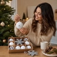 thumbnail image 6 of Dreisshy Christmas Balls Ornaments for Christmas Tree 10Pcs, Flocked Christmas Bulb Ornaments Set - Decorative Hanging Baubles, Shatterproof Christmas Decorations, Silver White, 6 of 7