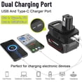 thumbnail image 4 of DM18RL Adaptateur Convertisseur de Batterie avec Port USB et Type-C pour Utilisation avec Outils de Batterie au Lithium R-yobi 18V, Convertit la Batterie Li-ion De-Walt 20V Ou Mil-Waukee 18V en Batterie Li-ion R-yobi 18V, 4 of 10