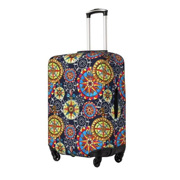 Hirioo Colorful Compasses for Elasticity Suitcase Cover (No luggage Included) Durable Luggage Protector Fits 18-32 Inch Luggage-Small