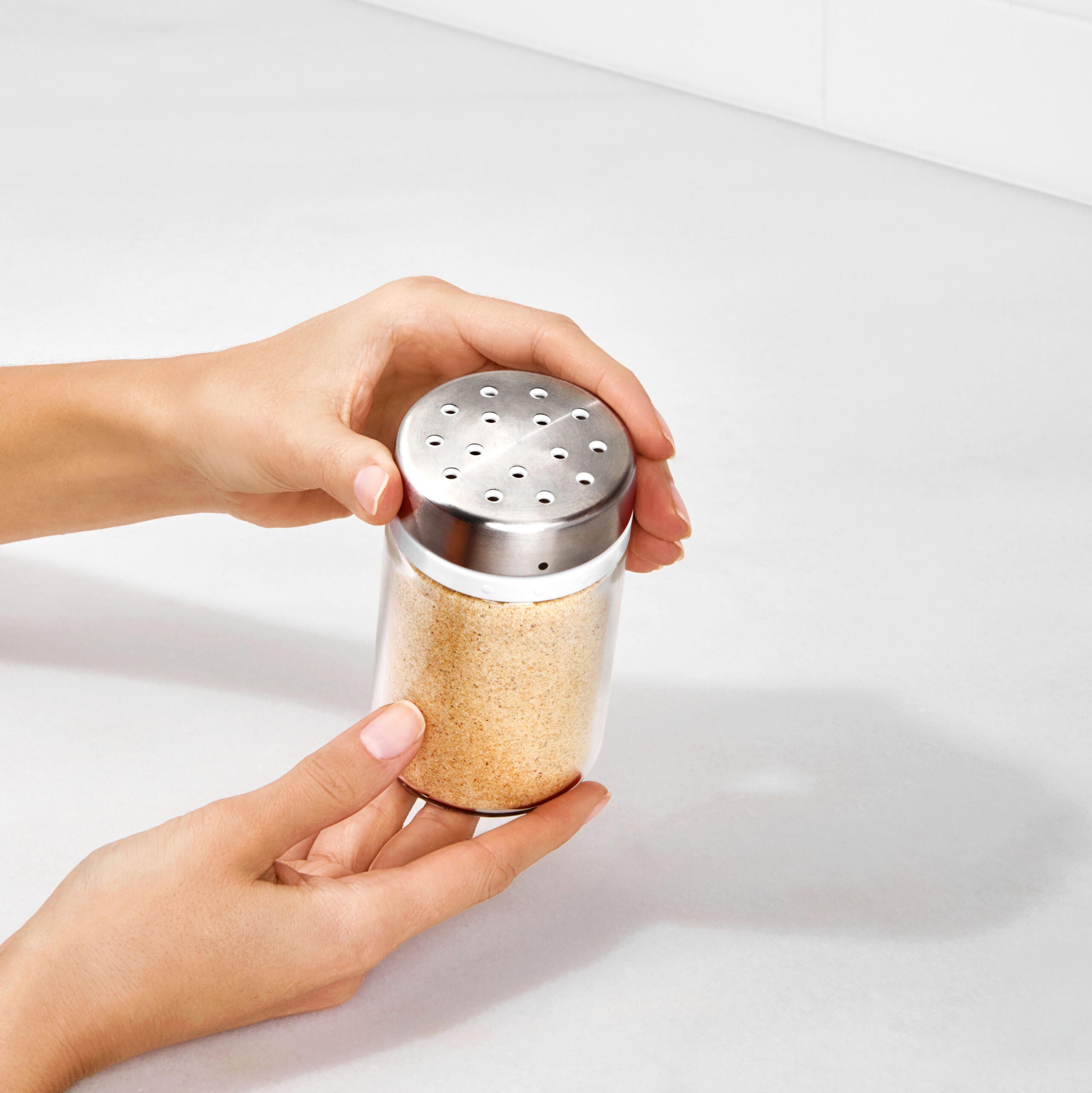 OXO Adjustable Shaker, Stainless Steel Seasoning & Spice Shaker with Adjustable Pour Settings