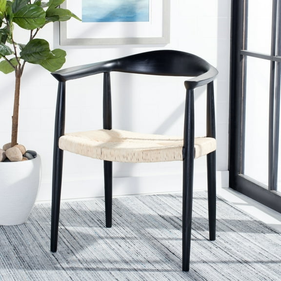 SAFAVIEH Volta Foc Twist Accent Chairs, Black Sungkai/Natural Foc Twist (24.8 in. W x 18.9 in. D x 30.7 in. H)