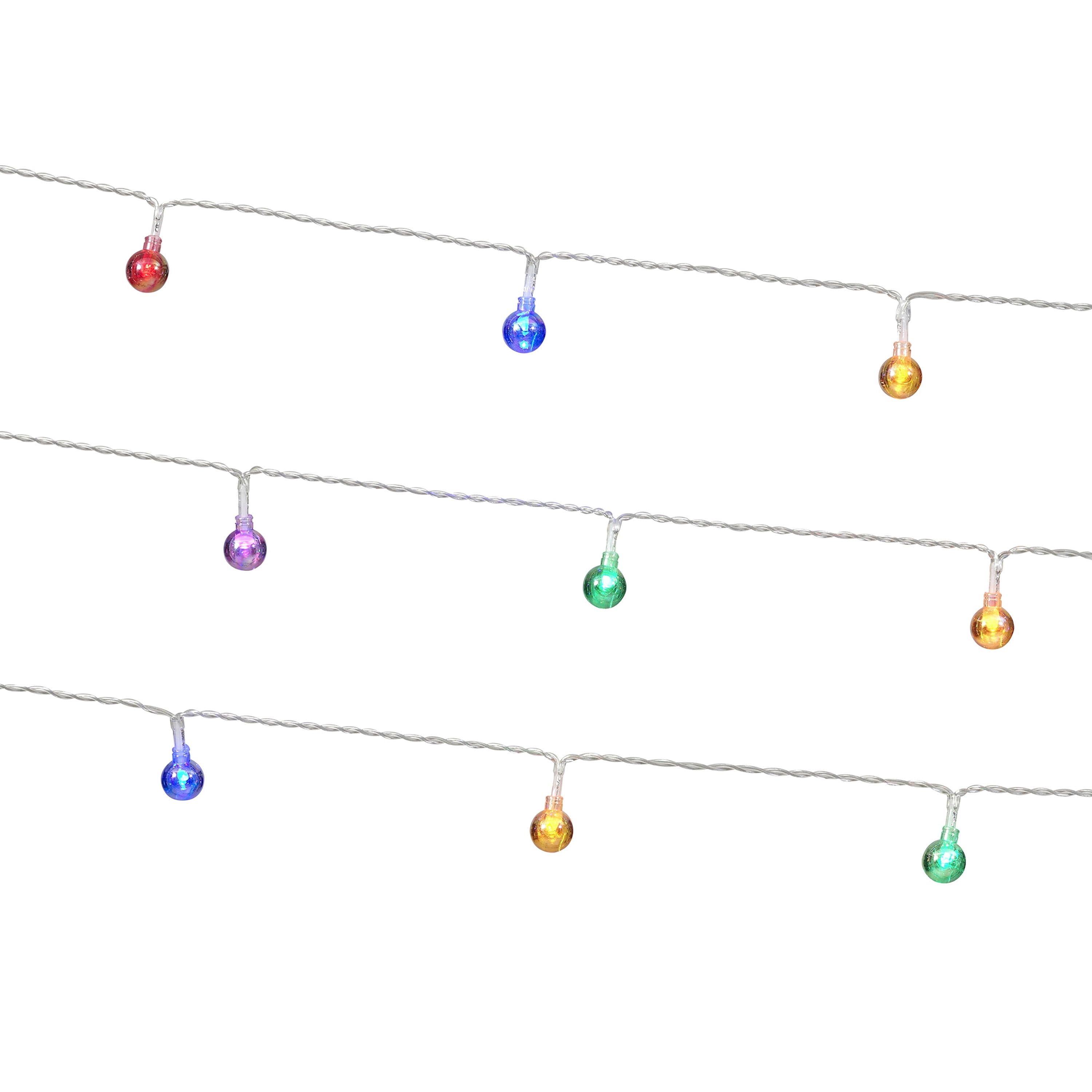 Indoor 20-Count Battery-Operated LED G15 Christmas String Lights, Multicolor, Transparent Wire, 7.9', by Holiday Time