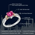 thumbnail image 2 of Gem Stone King 925 Sterling Silver and 10K Rose Gold Pink Created Sapphire and Diamond Ring for Women (0.81 Cttw, Heart Shape 6MM, Available in Size 5, 6, 7, 8, 9), 2 of 5
