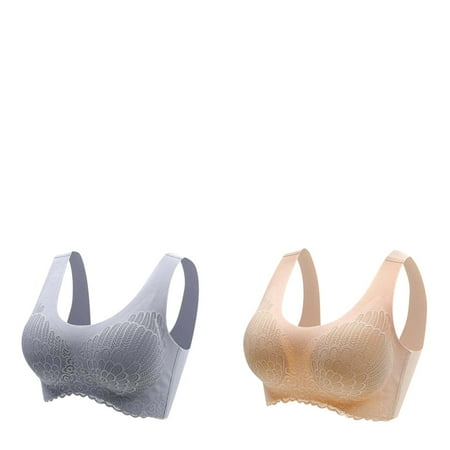 Wijhcboe 2 Pack Women s Womens Bras Push up plus Size No Steel Ring Underwear Womens Bras Comfortable Gathering Sleep Bra Latex Sports Bras Women Underwear Traceless Back Heart Strapless Bra for Wom
