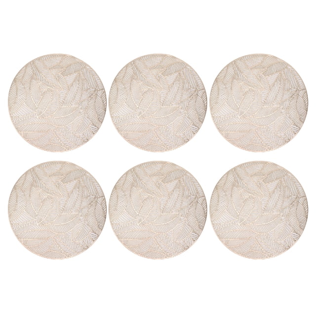 Mantel individual redondo Jadeshay 6 piezas PVC dorado 38 cm