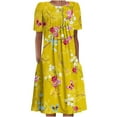 thumbnail image 2 of QUNYINEY Summer Dresses for Women Floral Short Sleeve Casual A-Line Dress Pleated Crew Neck Flowy Midi Sundress, 2 of 5