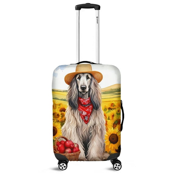 Vintage Afghan Hound Says Hello Mother's Day Summer Sunflower Field Travel Luggage Cover Dog Lover Suitcase Dust Protective Decor - 12005