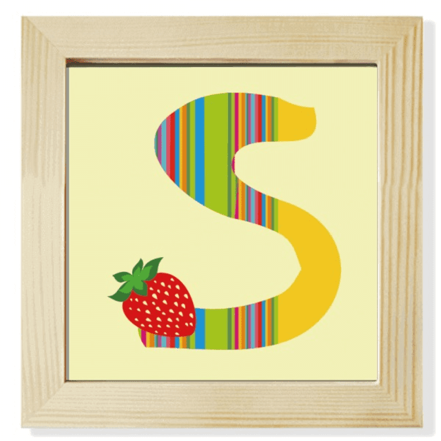 S Alphabet Fraise Fruit Mignon Modèle Carré Cadre Photo Mur Table Affichage