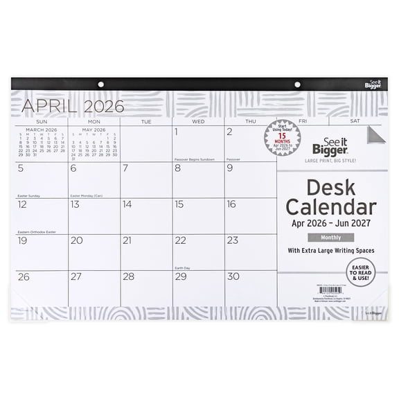 See It Bigger Desk Pad Calendar, Medium (11" x 17"), Fashion, 15-month: Apr 2026 - Jun 2027