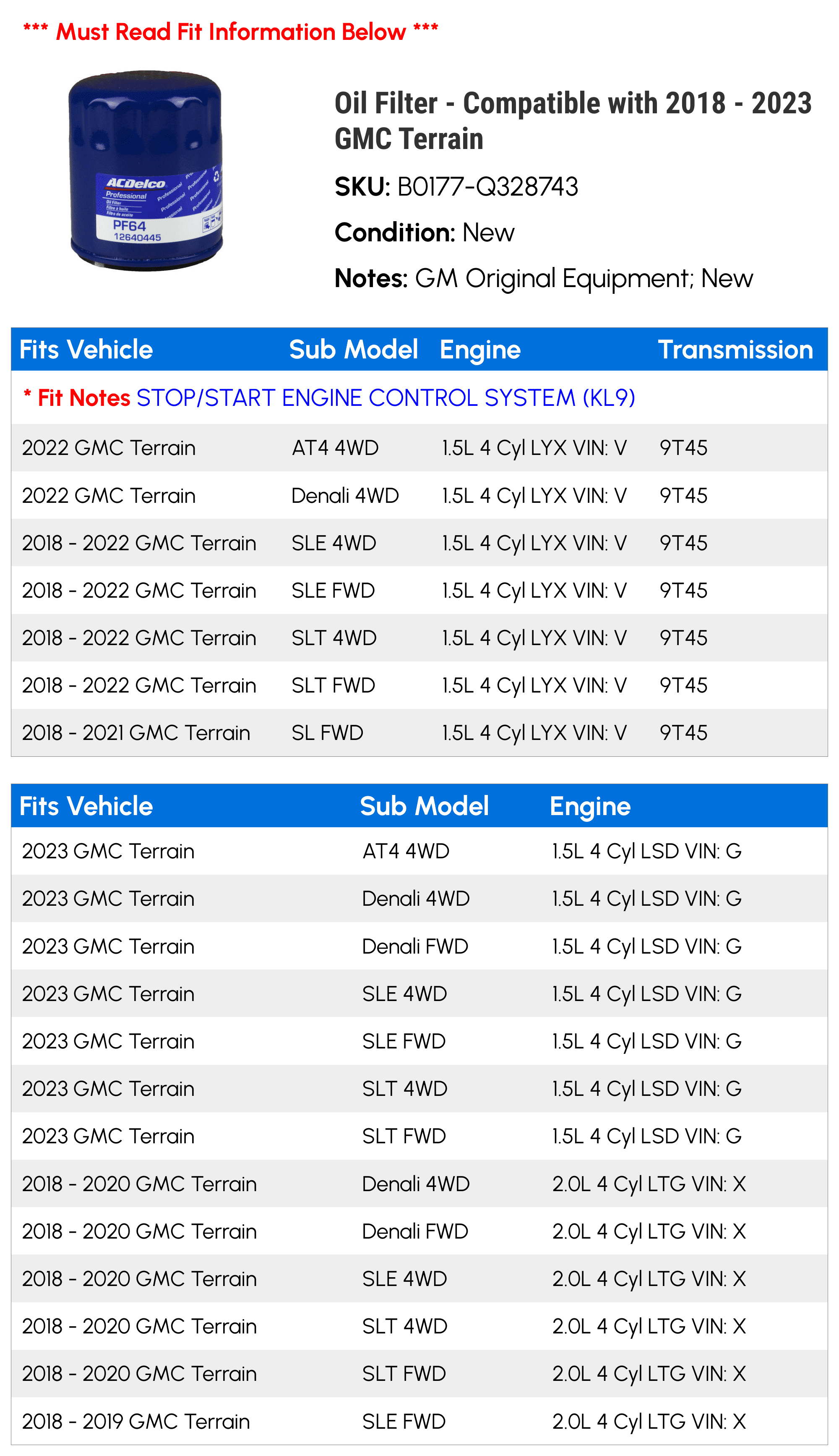 2020 Gmc Terrain Oil Filter Number Deals Discount