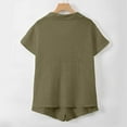 thumbnail image 4 of Women 2 Piece Outfits Long Sleeve Button Down Blouse And Shorts Shirts Sets Green XL, 4 of 6