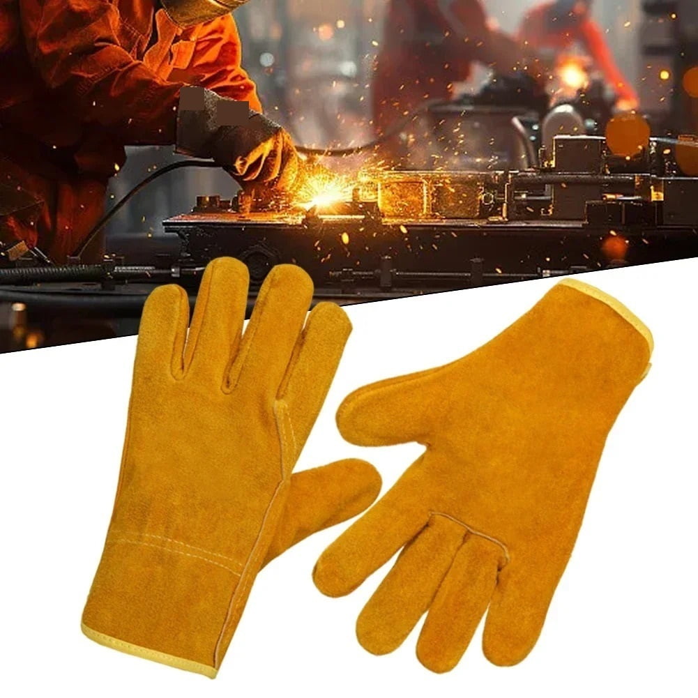 Welding Cowhide Work Gloves, Flame-retardant Gloves Heat-proof Metal Welding Protector