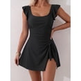 thumbnail image 4 of SKQIT Women's Ruffle Sleeve Swim Dress Tummy Control One Piece Swimsuit with Knot Side Skirt, 4 of 5