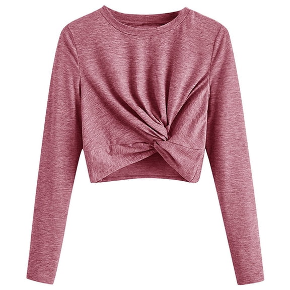 Aayomet Crop Tops For Women Womens Striped Long Sleeve T Shirts Color Block Comfy Casual Blouses Tunics Tops Fashion Clothes,Red S