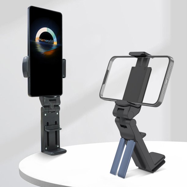 Aire universal teléfono de viaje 360 grados, soporte para escritorio, agarre firme con resorte, metal, para oficina, teléfono en vuelo, soporte giratorio, portátil, base robusta, para