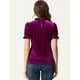 thumbnail image 3 of Blusa de terciopelo Allegra K con cuello de volantes para mujer Púrpura XL, 3 of 5