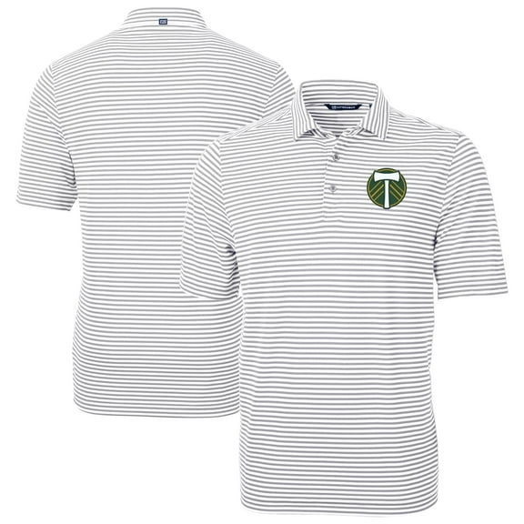 Men's-Cutter & Buck  Gray Portland Timbers Big & Tall Virtue Eco Pique Stripe Recycled Polo
