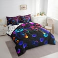 thumbnail image 3 of Manfei 3D Gamepad Gaming Bedding Comforter Set 7 Pieces for Kids, Mystic Stars Galaxy Full Bedding Set, Neon Colorful Honeycomb Reversible Fitted Sheet Flat Sheet, Breathable Home Decor, 3 of 7