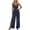 #060-Navy, variant on Cutuoiiu Casual Women Solid V Neck Spaghetti Strap Jumpsuit with Side Slit Wide Leg Long Pants for Daily Wear Gifts
