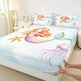 thumbnail image 3 of Feelyou Mermaid Princess Girls Twin Sheet Sets, Jellyfish Starfish Twin Fitted Sheet, Kawaii Ocean Sealife Flat Sheet, Lightweight Room Decor, 3pcs, 3 of 7