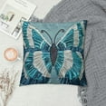 thumbnail image 2 of Throw Pillow Cover, Blue European Sham Pillow Covers Silk Euro Sham Covers, Birds, Butterfly, Ribbon, Modern European Shams - Butterfly Dreams, 2 of 5