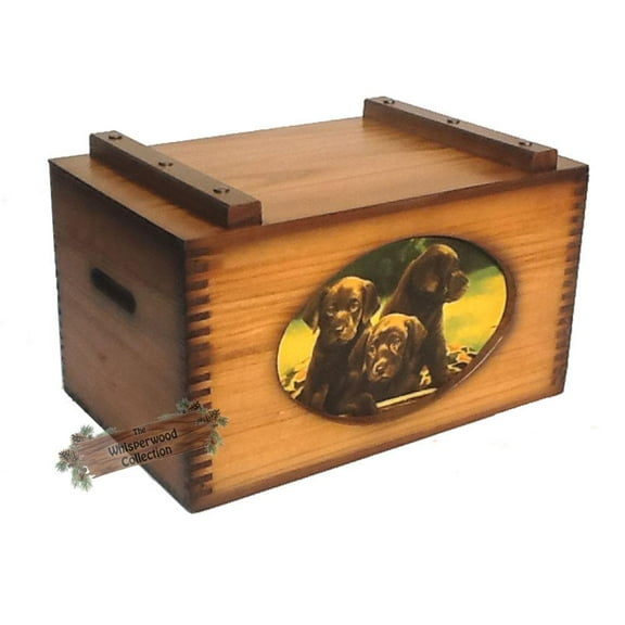 #76-116 Box of Chocolate Lab Puppies Wooden Storage Box