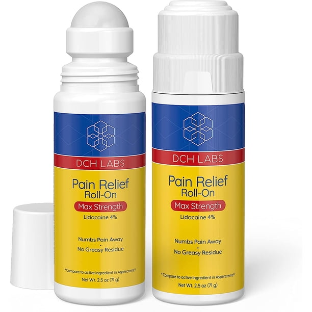 Maximum Strength Pain Relief RollOn, 4 Lidocaine, Numbs Pain Away