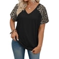 thumbnail image 3 of WellSize Plus Size T Shirts for Women Color Block Short Sleeve Tunic Tops Casual V Neck Summer Blouses, 3 of 8