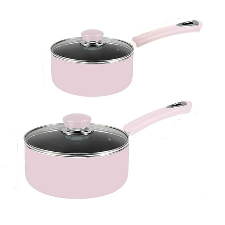 

Kitchen Nonstick Saucepan Set for Home Office Kitchen 1 Quart and 2 Quart Saucepan with Glass Lid