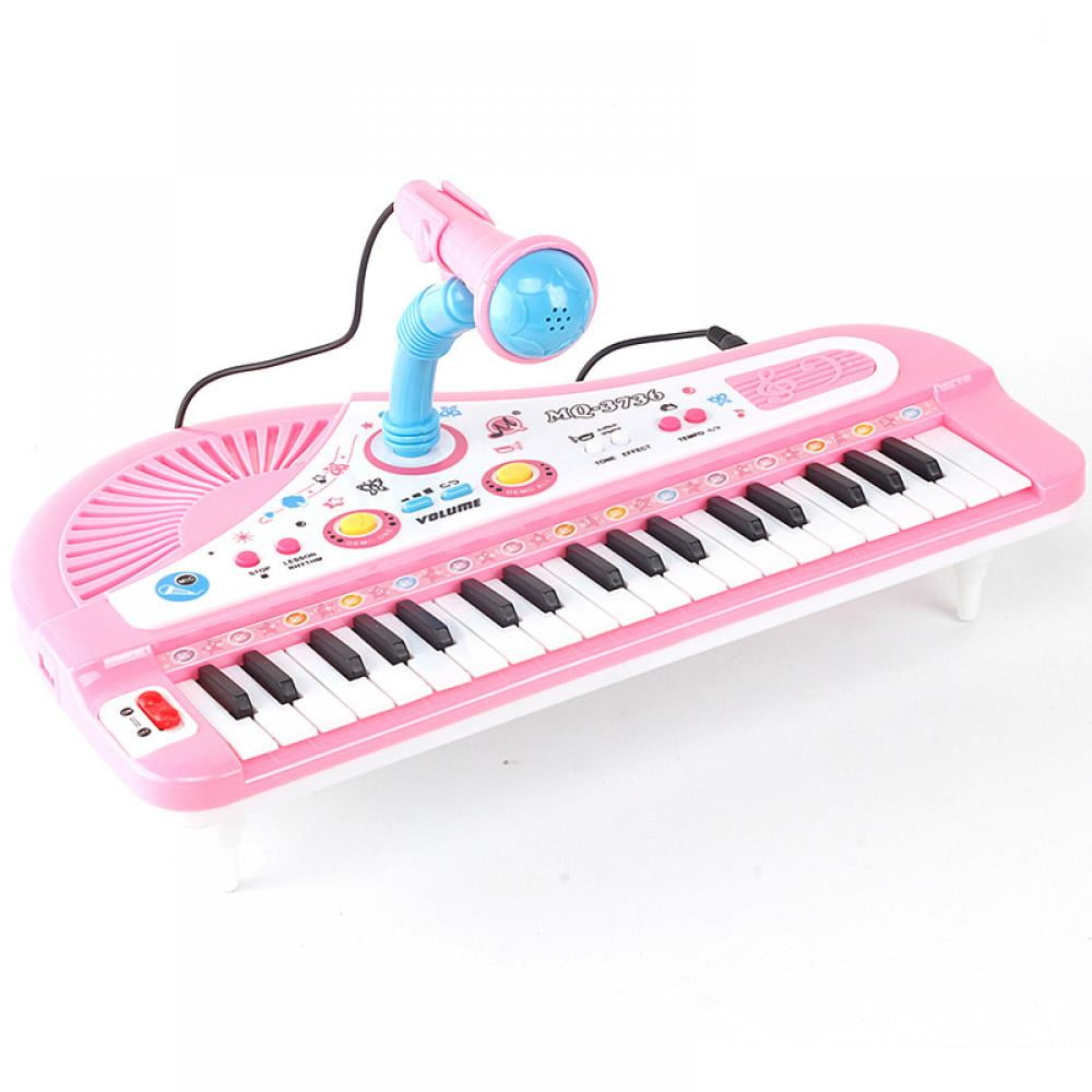 Amy & Benton Piano Toy for 1 2 3 4 Years Old Girls 24 Keys Pink Electronic with 