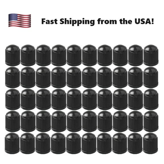 50x Valve Stem Caps Air Black Tire Covers Wheel Car/Truck/Golf Cart/ATV/Bike