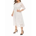 thumbnail image 2 of Womens Floral Lace Plus Size Midi Dress Scooped Neckline Cocktail Party Dresses White L, 2 of 8