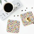 thumbnail image 5 of Fuzoiu Glazed Donuts Print Leather Coasters Set,Drink Coasters Set of 6,for Tabletop Protection, Durable PVC Coasters,Home Décor and Housewarming Gift,Square, 5 of 7