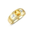 thumbnail image 4 of RYLOS Men's Rings Yellow Gold Plated Silver Classic 8X6MM Oval Gemstone &  Diamond Ring Citrine November Birthstone Rings For Man Silver Rings Size 11, 4 of 8