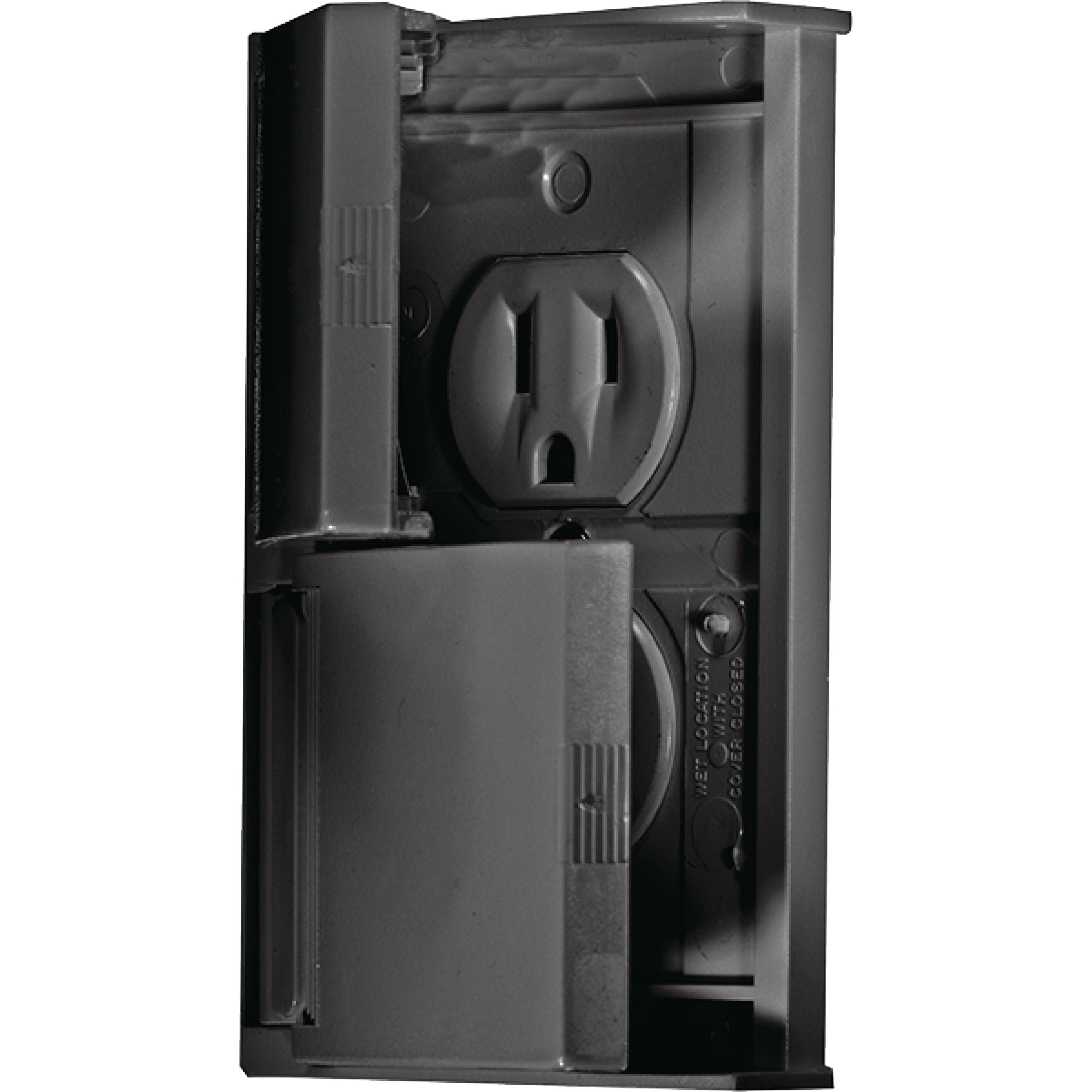 RV Designer S907 Black Weatherproof Dual RV Outlet Receptable & Snap Cover Plate