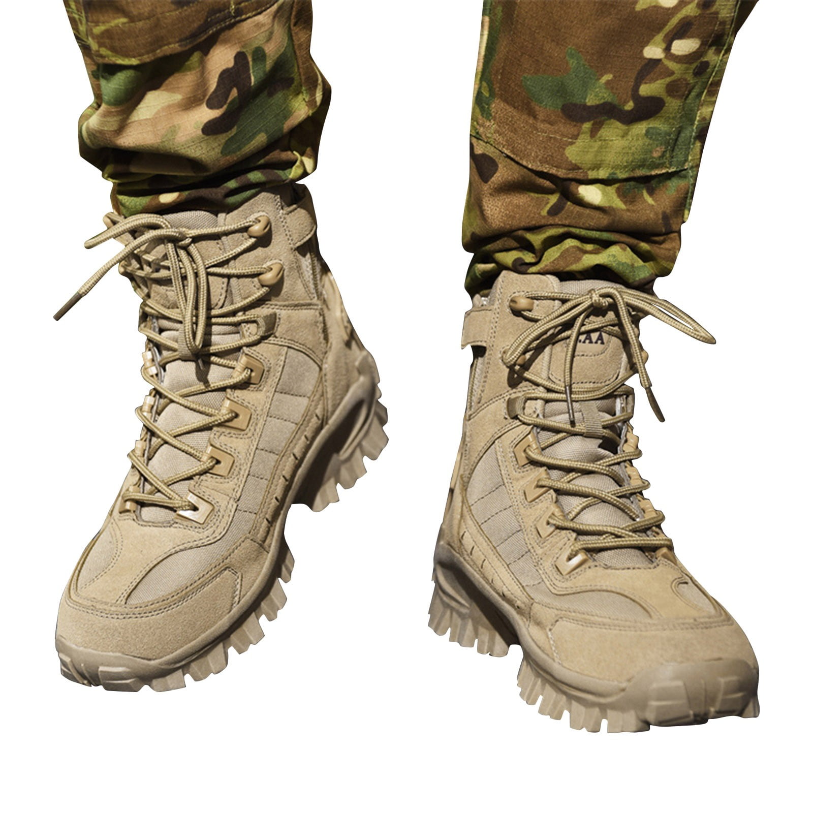 eileial Waterproof Hunting Boots for Men, Hiking, Climbing, Trekking Lace-up Shoes with Thick Rubber Sole,Khaki 10