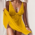 thumbnail image 2 of ZHOUCHANKIDS Sexy Lingerie Women Lace Modal Sleepwear Chemises V-Neck Full Nightgown Yellow XL, 2 of 2
