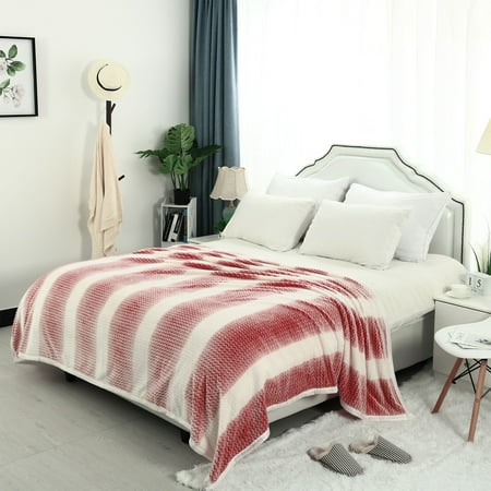 Lightweight Plush Fleece Blanket Super Soft Warm Sofa Bed Couch Lightweight Plush Fleece Blanket Super Soft Warm Sofa Bed Couch Twin Red And White Stripe