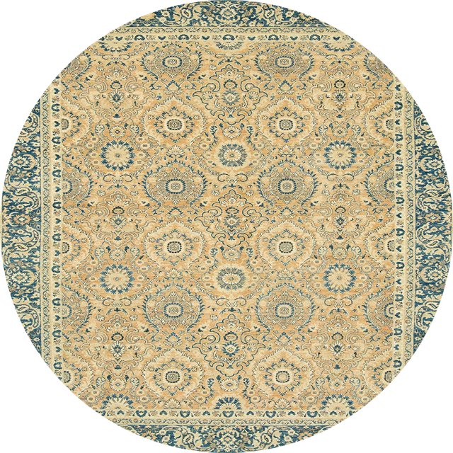 Ahgly Company Tapis d'Intérieur Rond Abstrait Marron Or Oriental, 8 Pieds Rond