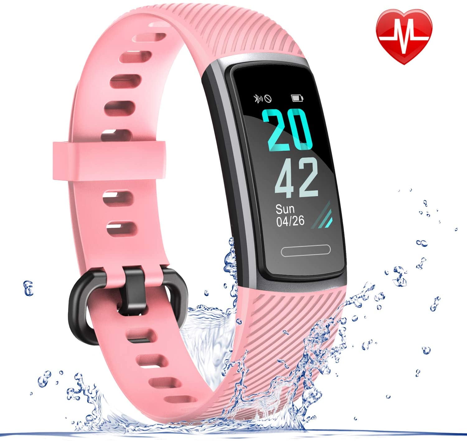 TOYIFY - Fitness Tracker, IP68 Water Resistant Color Screen Activity Tracker Smart Watch with