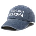 thumbnail image 4 of DALIX Worlds Best Grandma Hat Gift Washed Cotton Cap Gift in Washed Denim Navy Blue, 4 of 6
