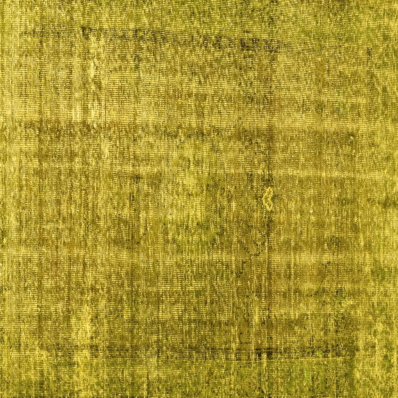 Ahgly Company Machine Washable Indoor Square Persian Yellow Traditional Area Rugs, 4' Square